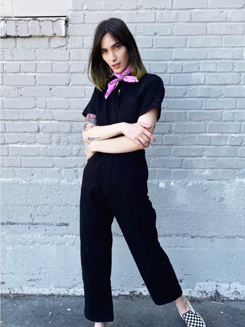 Nooworks Twill Black Short-Sleeve Jumpsuit / Coveralls